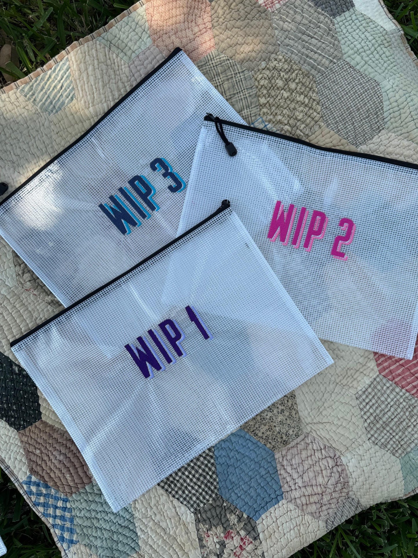 WIP 1-3 Needlepoint NDLPT Project Bags