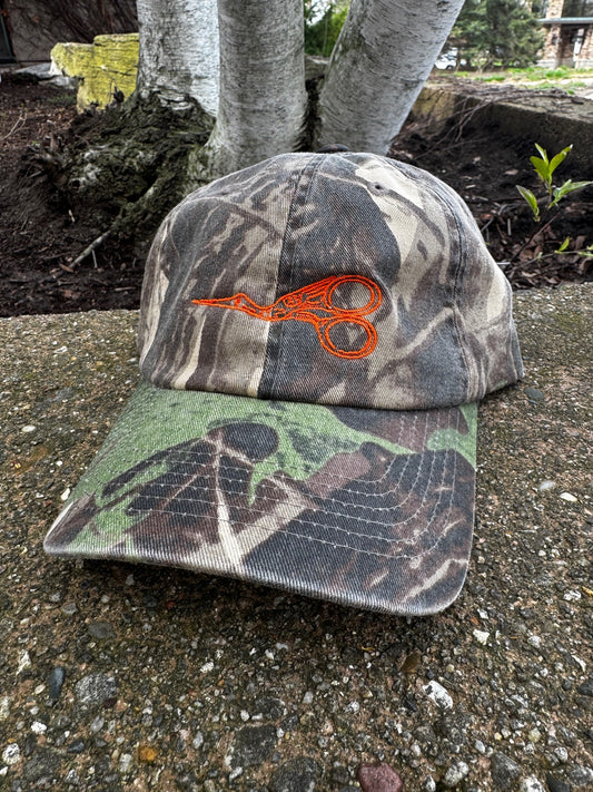 Camo Stork Scissor Baseball Hat