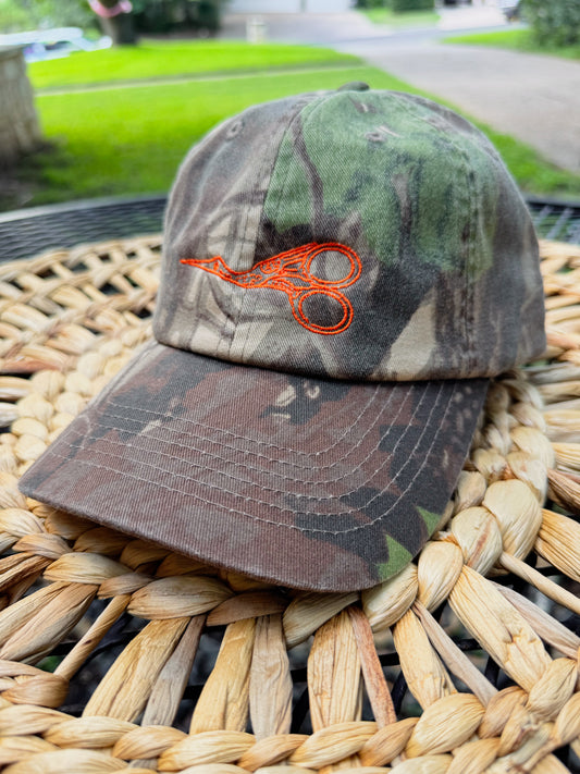 Camo Stork Scissor Baseball Hat